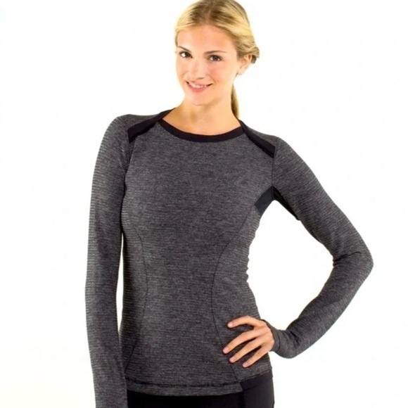 Lululemon | Base Runner Long Sleeve Heathered Black/Black Top - Picture 1 of 6